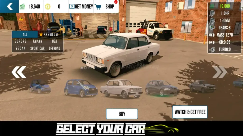 Car Parking Multiplayer select car