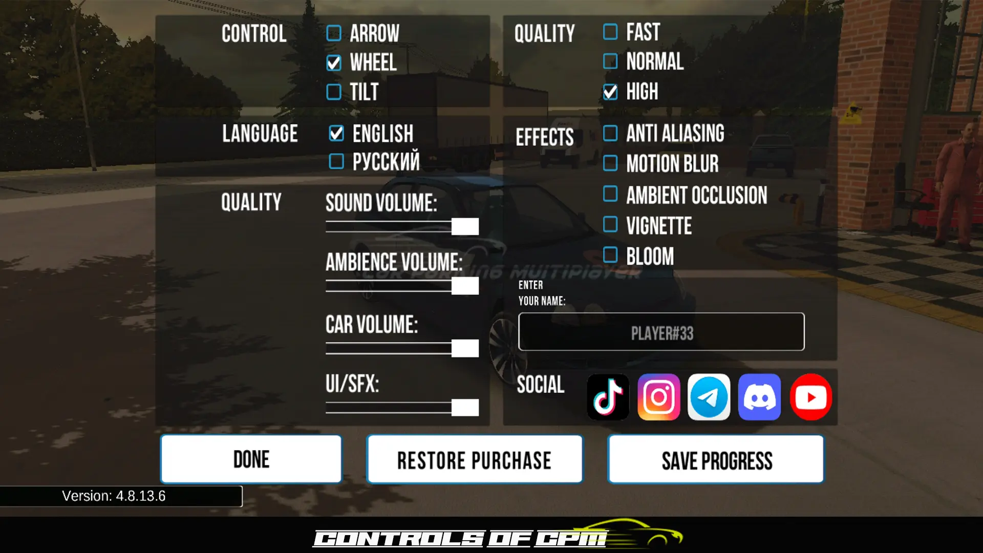 Car Parking Multiplayer Controls